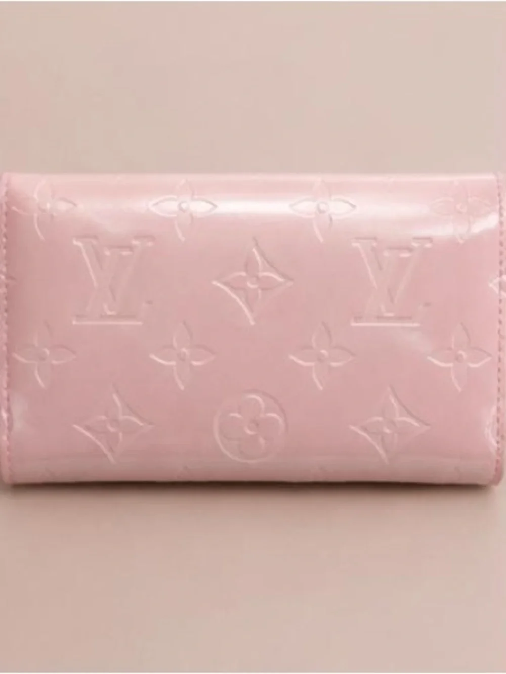 Louis Vuitton Pink Vernis Monogram Compact Wallet with Gold-Tone Snap